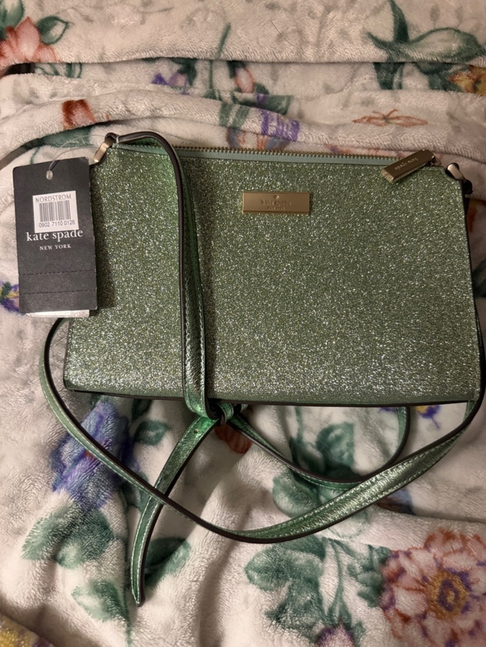 kate spade NWT Metallic Glitter Crossbody Bag - Green